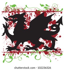 Vector Welsh Dragon Design (Heraldic Symbol)