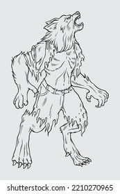 Vector Werewolf Hand Drawn Illustration