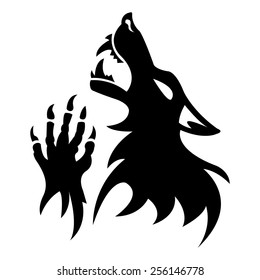 Vector werewolf stencil. Black tattoo.   Fantesy graphic eps 10.