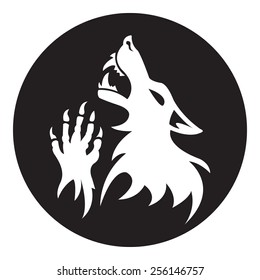 Vector werewolf stencil. Black-White color.  Fantesy graphic eps 10.