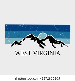 vector of west virginia mountain with blue sky scenery perfectf for print, etc