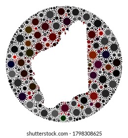 Vector Western Australia map collage of SARS virus. Infection attacks the quarantine territory from outside. Hole circle Western Australia map collage created with infection icons.