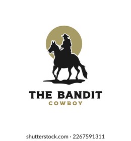 Vector western bandit wild west cowboy logo design