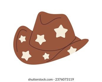 Vector western cowboy hat. Brown sheriff hat with stars. Wild west and Texas concept.