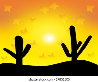 Vector western desert sunset abstract