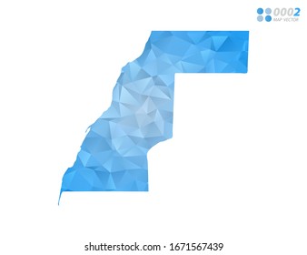 Vector Western Sahara map blue polygon triangle mosaic with white background. style gradient.