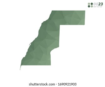 Vector of Western Sahara map green polygon triangle mosaic with white background. style gradient.