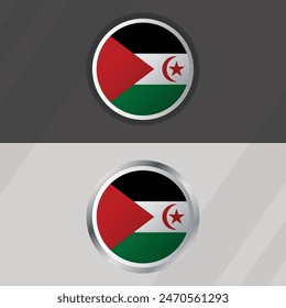 Vector Western Sahara Round Flag Template