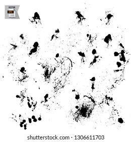 Vector Wet Artistic Ink, Spill Splatter Drops. Professional Watercolor Illustration Graphics.