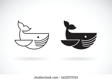 Vector of whale design on white background. Undersea animals. Fish icon or logo. Easy editable layered vector illustration.