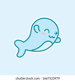 vector whale of a funny eye blink