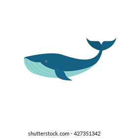 Vector whale icon. Vector illustration of a blue whale