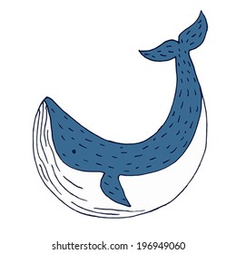 Vector whale illustration, sketch