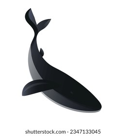 Vector whale isolated on white background. Minimal design element for sea creatures, sea life, underwater illustrations.  