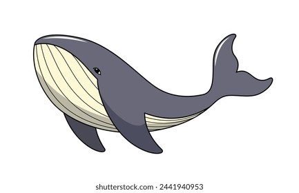 Vector whale isolated on white background