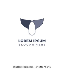 Vector whale logo, lineart style combined with shapes