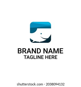 logotipo de ballena vectorial en olas oceánicas