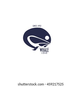 Vector Whale logo silhouette isolated. Ready for corporate identity or brochure cover, packaging design.