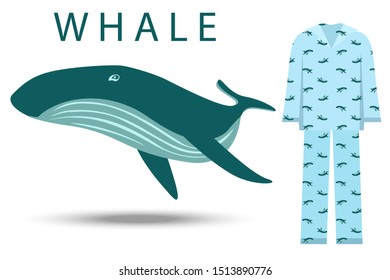 vector of whale and pattern for night dress design