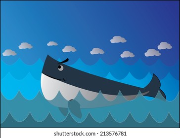 Vector whale in the sea
