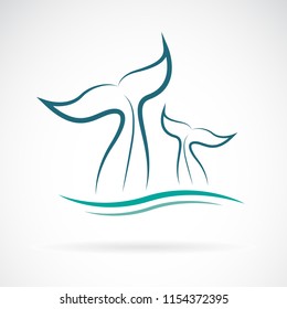 Vector of whale tail design on white background. Animals. Sea creature. Easy editable layered vector illustration.