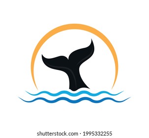 Vector whale tail design on white background. Animals. Sea creature. editable vector illustration.
