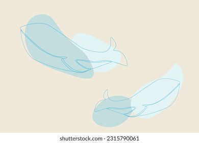Vector with whales. Undersea world. Sea life.