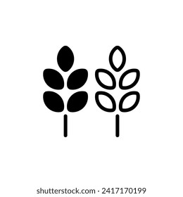 Vector wheat ears icon template. Gluten free logo background in monochrome. Whole grain symbol illustration for agriculture, organic eco business, beer, bakery