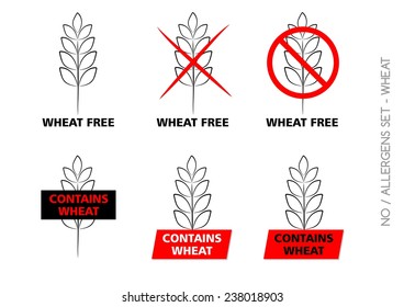 Vector Wheat Free Signs isolated on white background