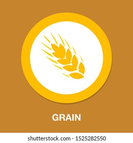 Vector Wheat Grain Illustration, Food Agriculture - Healthy Nutrition Symbol