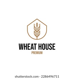 Vector wheat house logo design concept illustration idea