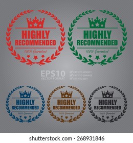 Vector : Wheat Laurel Wreath Highly Recommended 100% Guaranteed Label, Sticker or Icon