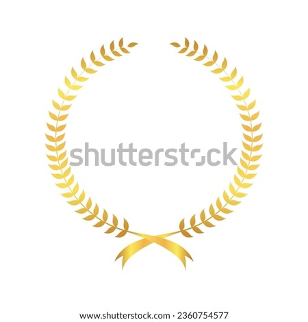 Vector wheat leaves award circle gold gradient.
