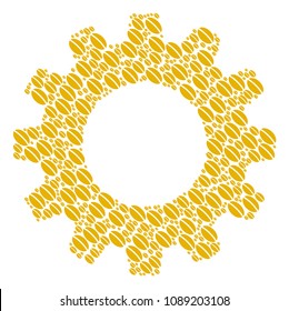 Vector wheat seed icons are arranged into cogwheel figure. Industrial design concept constructed from wheat seed elements.