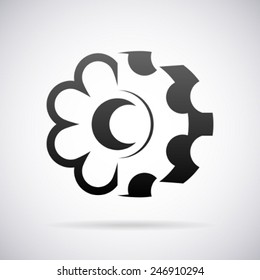 Vector wheel and flower logo design template 