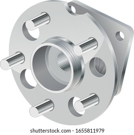 Vector Wheel Hub metallic auto part in color