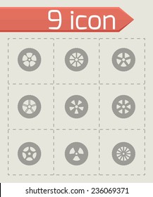 Vector wheel icon set on grey background
