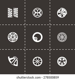 Vector Wheel icon set on black background