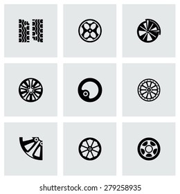 Vector Wheel icon set on gray background
