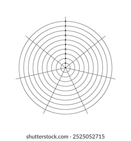 Infografía del diagrama de análisis de la rueda de Vector de la vida, herramienta de entrenamiento. Diagrama redondo con círculos concéntricos de siete sectores