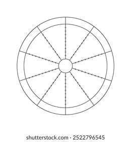 Vector wheel of life balance, range of needs from ten sectors. Round diagram for daily planner, journal, notebook