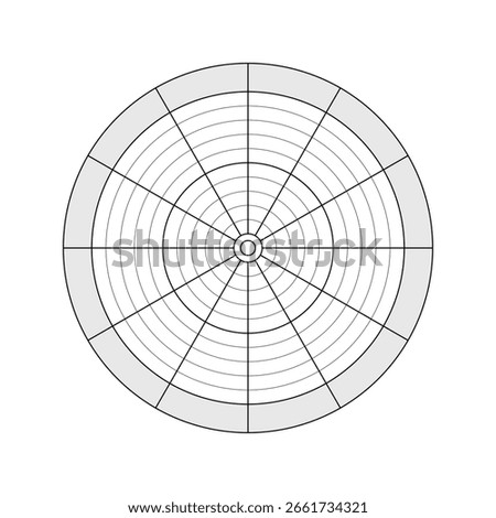 Vector wheel of life balance, range of needs from twelve sectors in white and gray colors. Round diagram for daily planner, journal, notebook