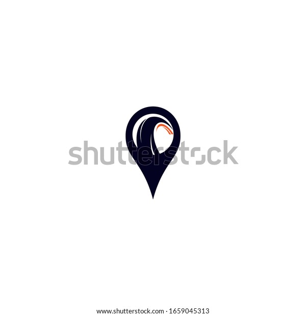 Vector wheel and map pointer logo combination.\
Tire and gps locator symbol or\
icon.