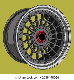 vector wheel rims white gray red good to use for design