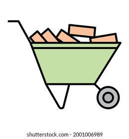 Vector Wheelbarrow Filled Outline Icon Design
