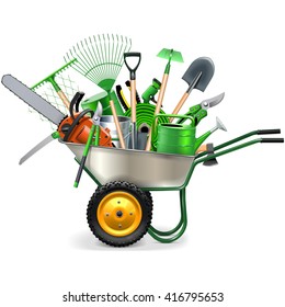 Vector Wheelbarrow with Garden Accessories