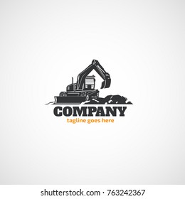 Vector wheeled excavator logo.