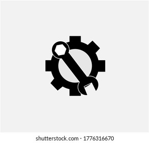 Vector wheels.  the gear symbol and the black background wrench