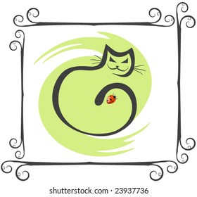 Vector Whimsical Cat Design Element