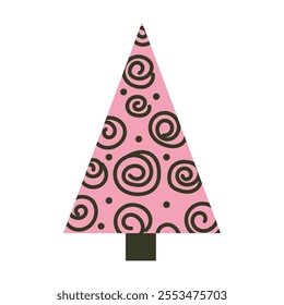 Vector whimsical doodle Christmas tree. A fun, hand-drawn pine tree, great for xmas clipart, cards, or decoration elements.